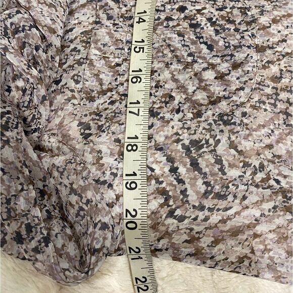 Sheer Chiffon Animal Print Button Up Blouse Elastic Waist Flowy Casual Office - Picture 9 of 11